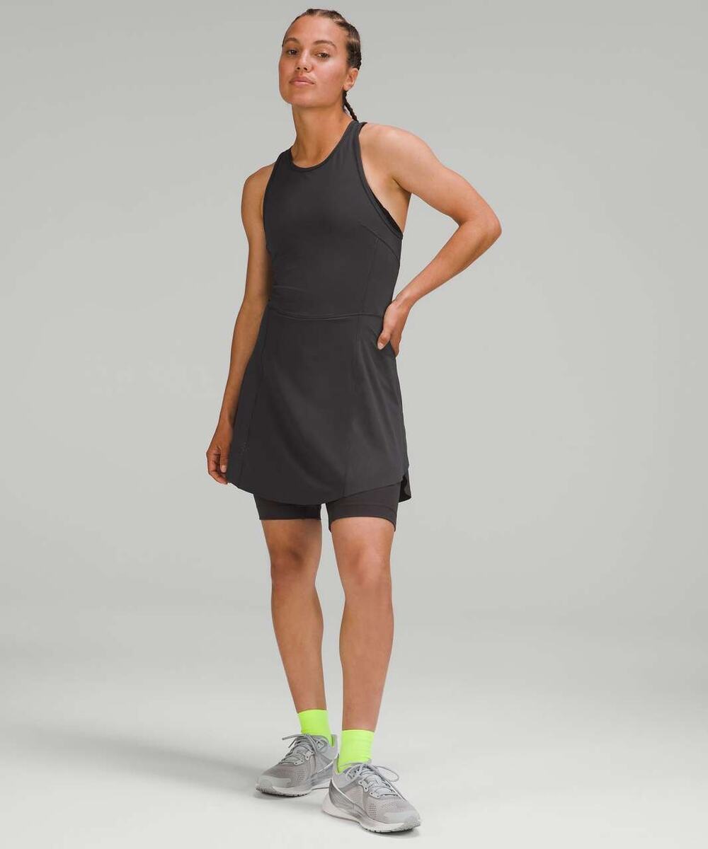 Lululemon Nulux Sleeveless Crew Neck Lined Running Dress Graphite Grey Black 6